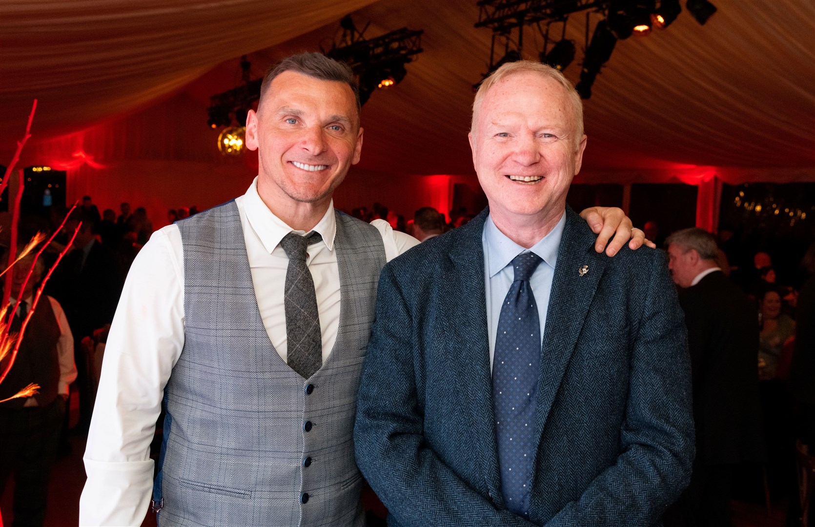 Lee McCulloch (left) and Alex McLeish. Spirit of Speyside Whisky Festival Opening Dinner 2024 held at The Macallan Distillery Estate. Picture: Beth Taylor