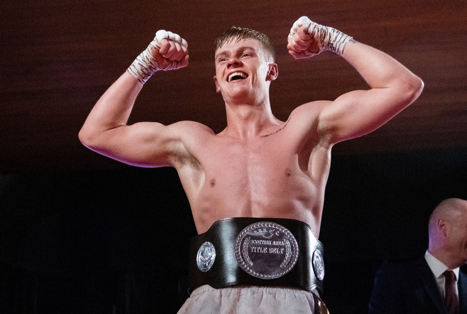 Fraser Wilkinson with his Scottish super-welterweight belt in December 2022. Picture: Daniel Forsyth..