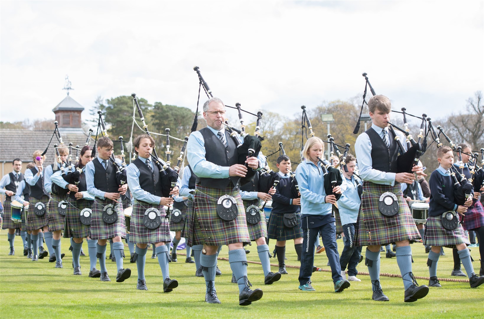 The Gordonstoun Pipe Band offically open the games. Picture: Daniel Forsyth.