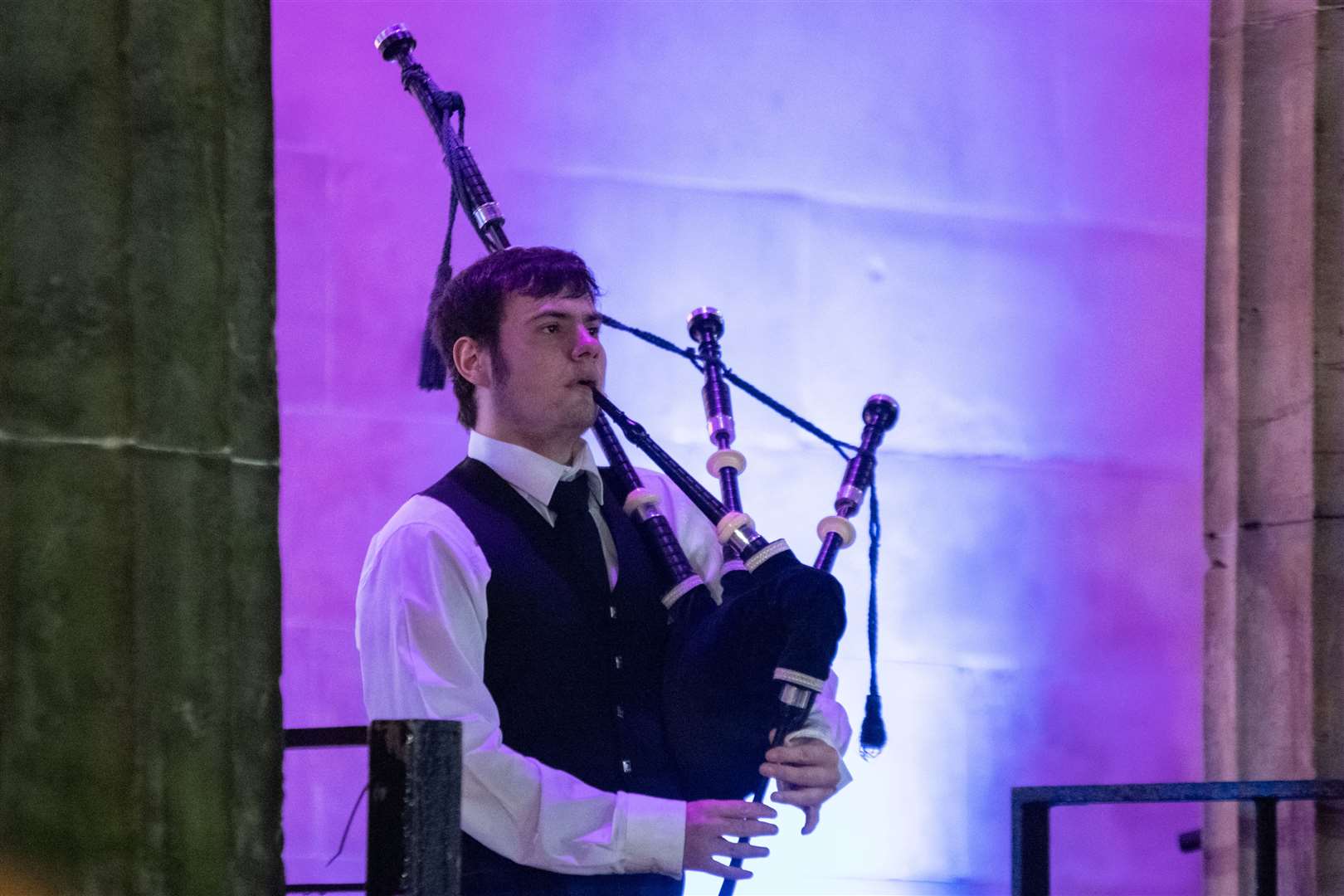 Piper Jack Phillipson plays a lament. Picture: Daniel Forsyth